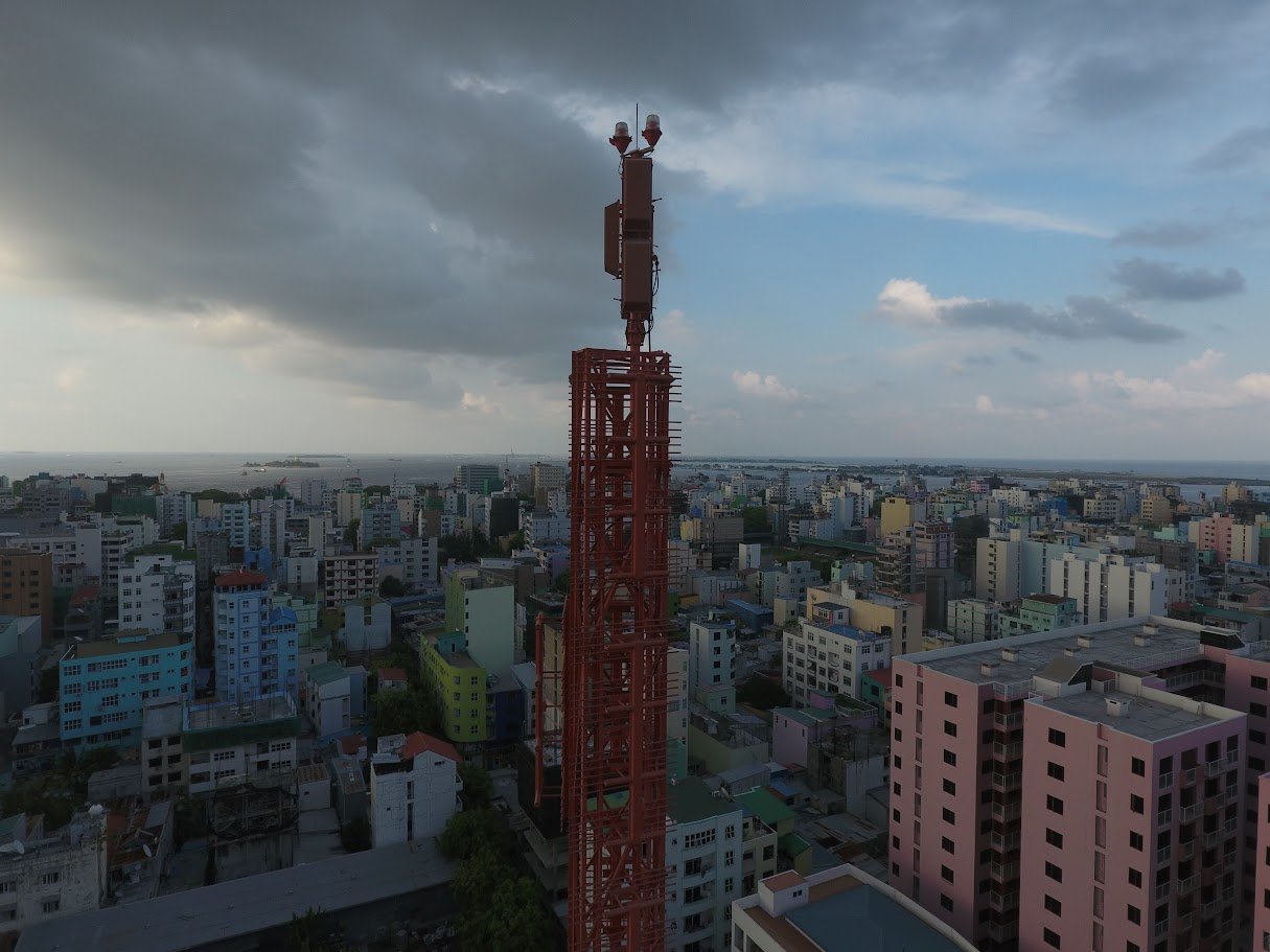 Malé skyline with a telecommunications tower